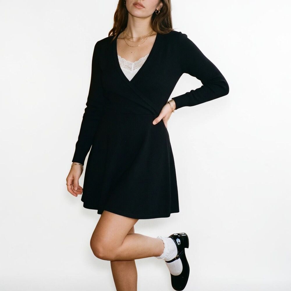 French Connection Faux Wrap Sweater Dress